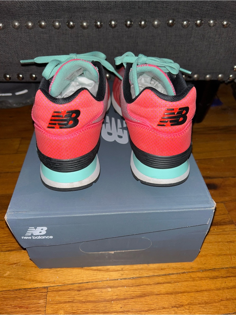 New Balance Women’s Hot Pink & Mint Lace-Up Sneakers 574 - Picture 3 of 8
